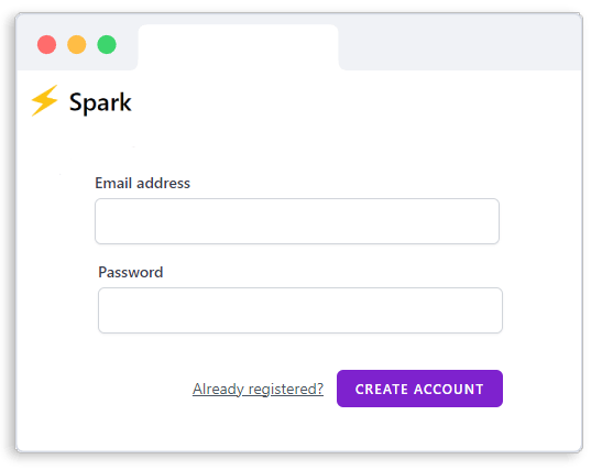 Spark authentication page